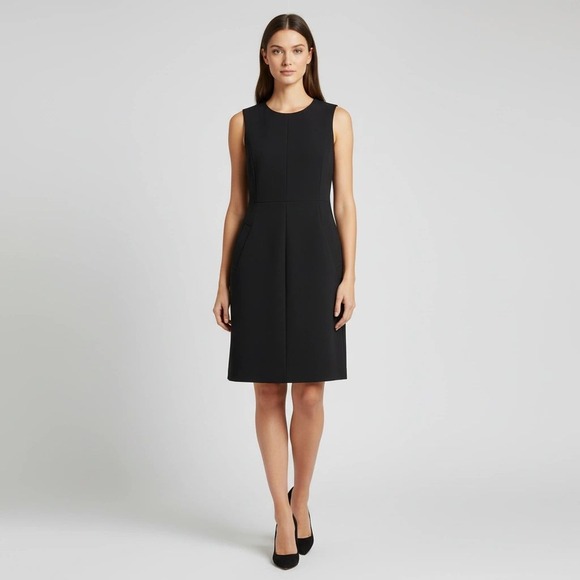 Lands' End Dresses & Skirts - Lands End Ponte Sheath Dress Womens 14 Black Sleeveless Pocket 423033